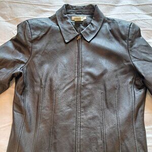 Women's Coldwater Creek Black Leather Jack size M
